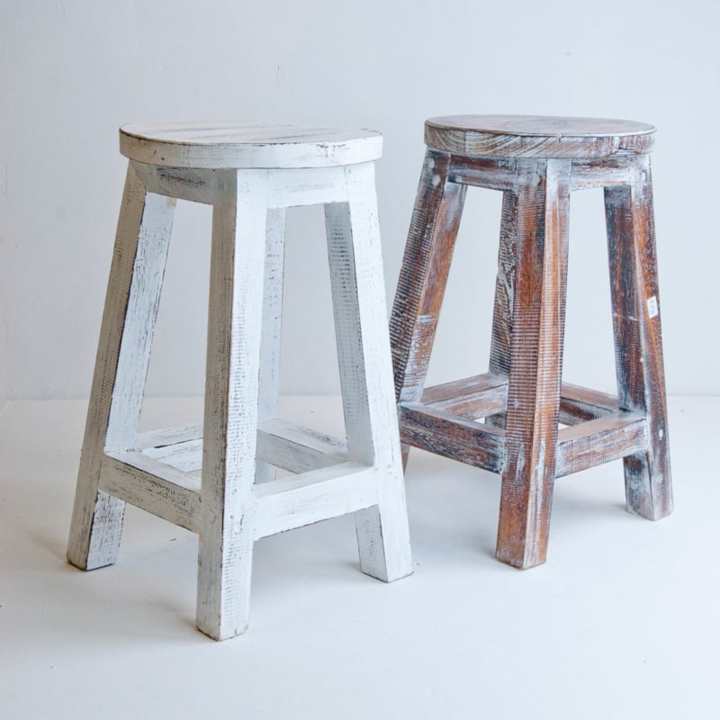Houten krukje whitewash