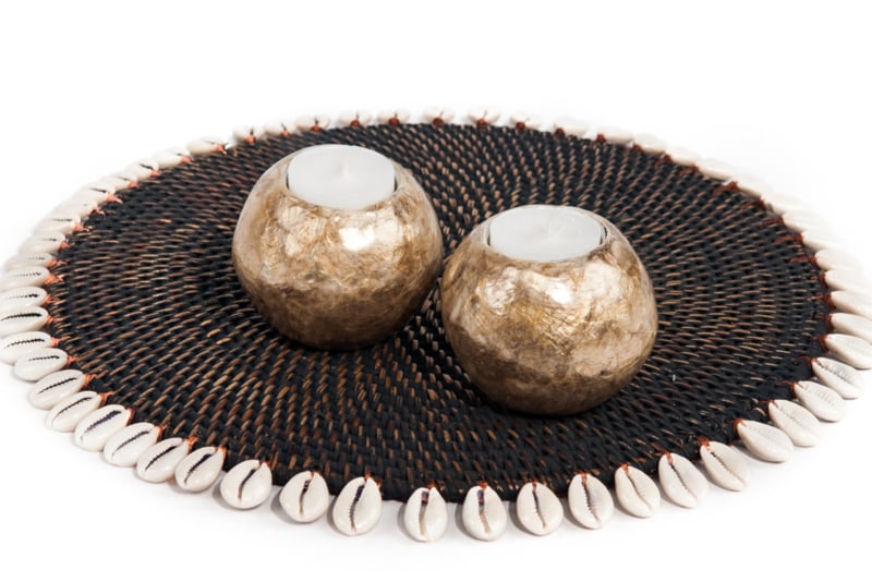 Parelmoer waxinehoudertje goud