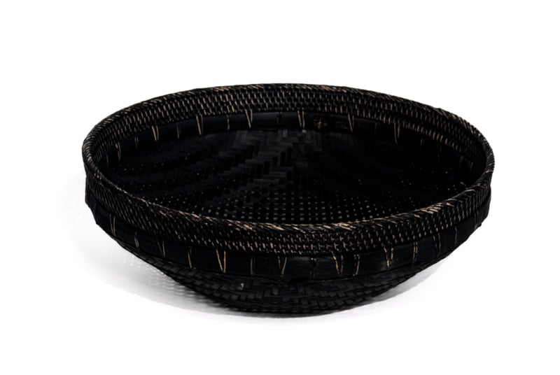 Rotan/bamboe tafel of vloermand zwart