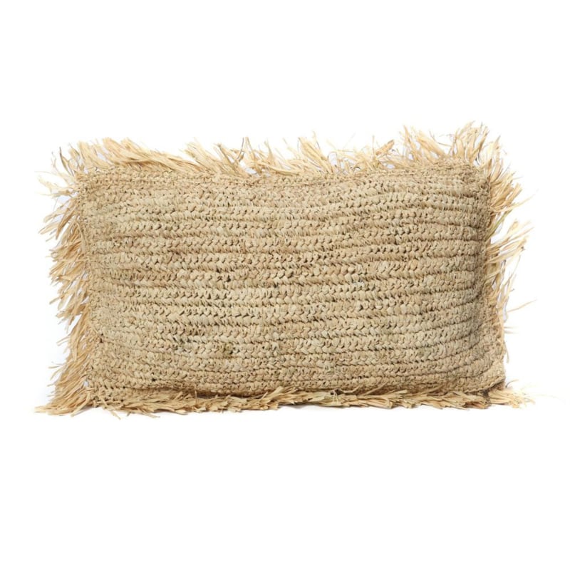 Kussen Lefkadia rechthoek gevlochten seagrass met raffia