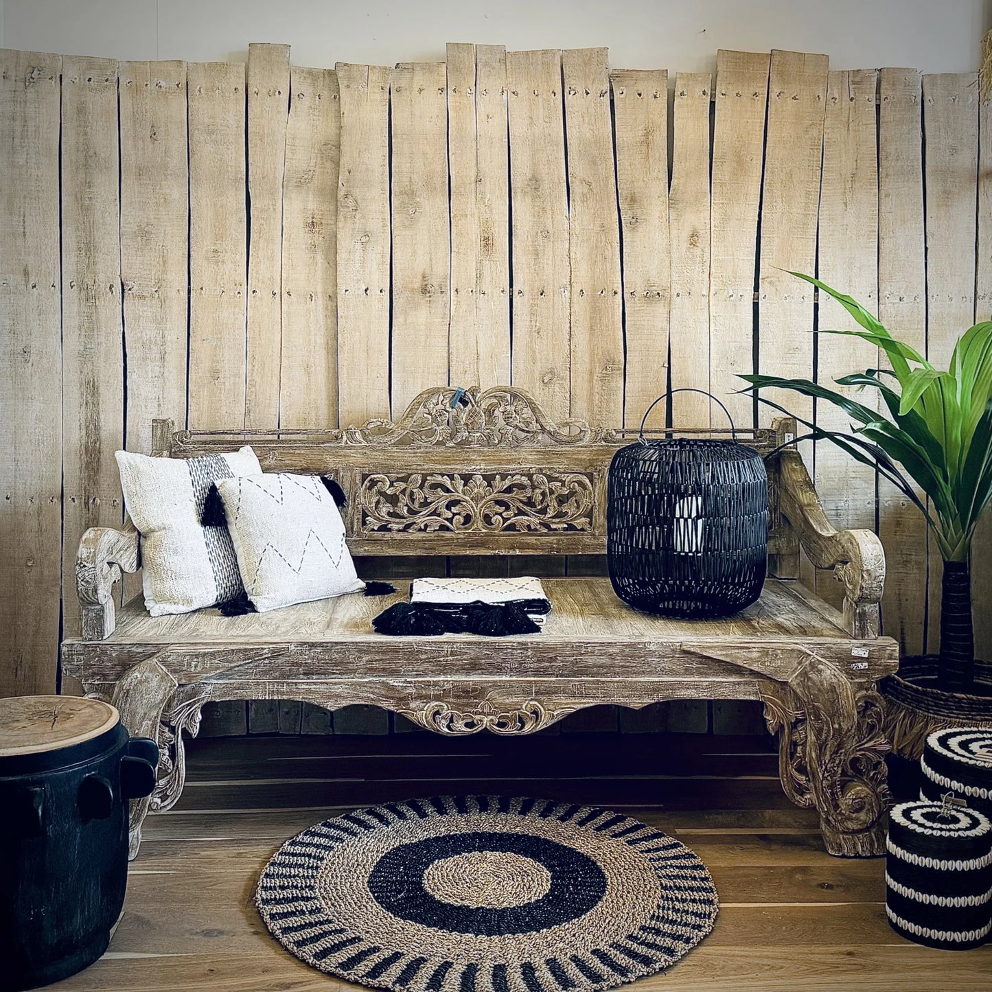 Kleed seagrass Ø100cm naturel/zwart