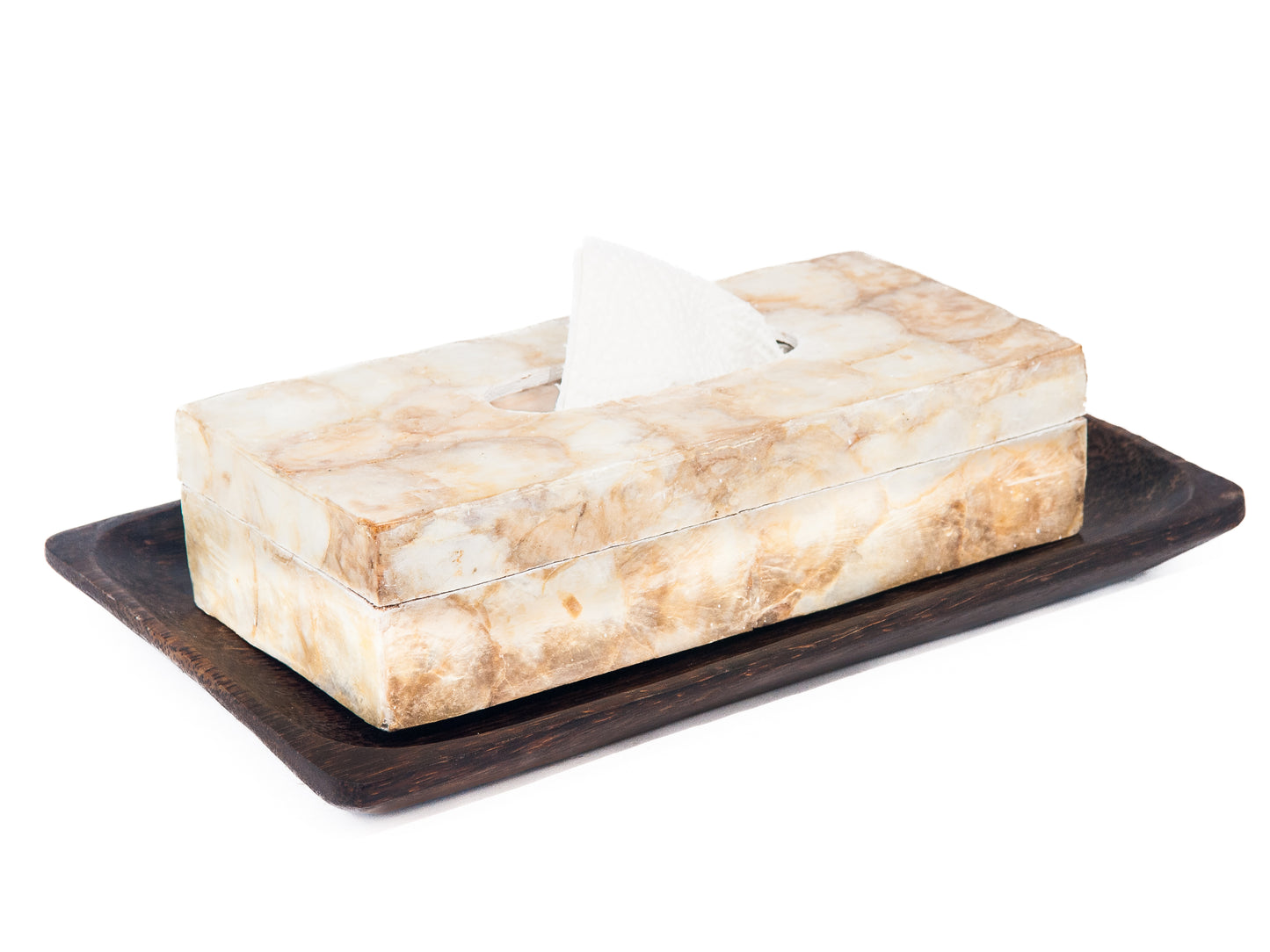 Capiz schelpen tissue doos goud