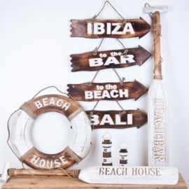 Wooden paddle Beach House / Beach Bar 100cm natural/white