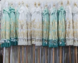 Ibiza Parasol 2 meters white/gold boho (stem in 2 parts)