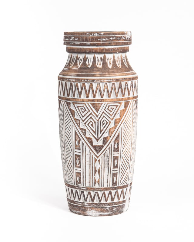 Handgesneden houten vaas batani