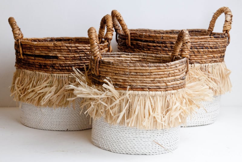 Mand seagrass raffia wit