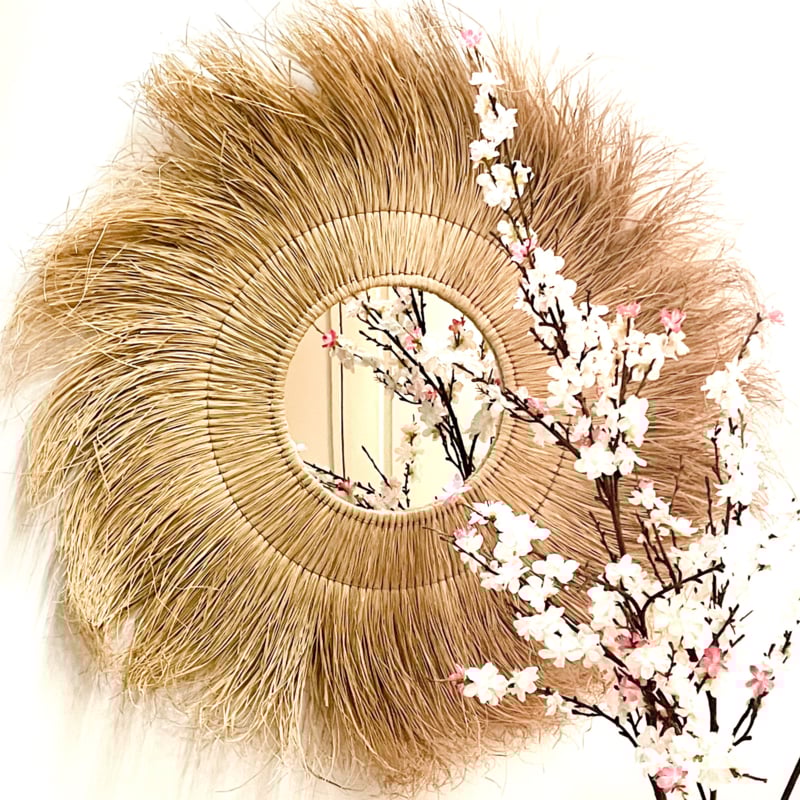 Runder Spiegel aus Seegras, XL, Ibiza, Ø 100 cm