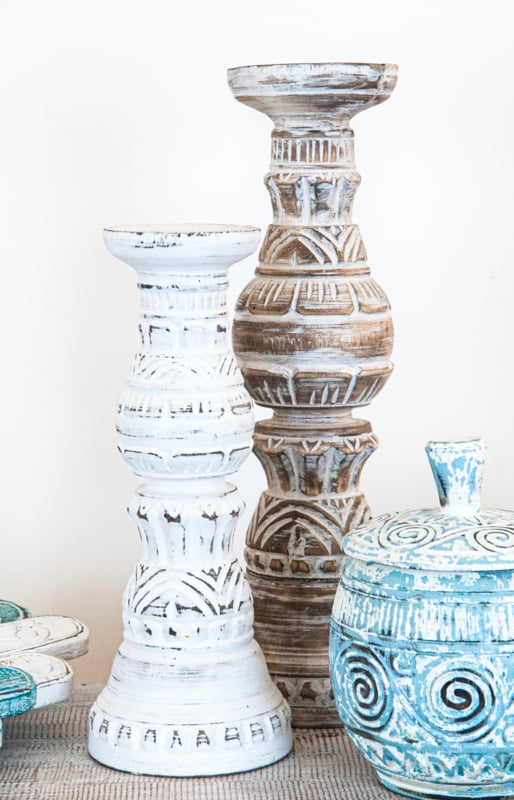 Tangan-Kerzenständer in Weiß – 30 und 40 cm hoch