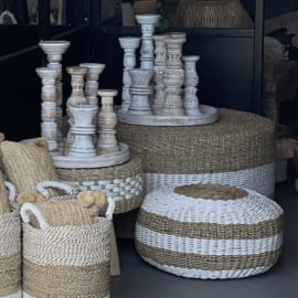 XL seagrass koffietafel/bijzetafel 100 cm diameter