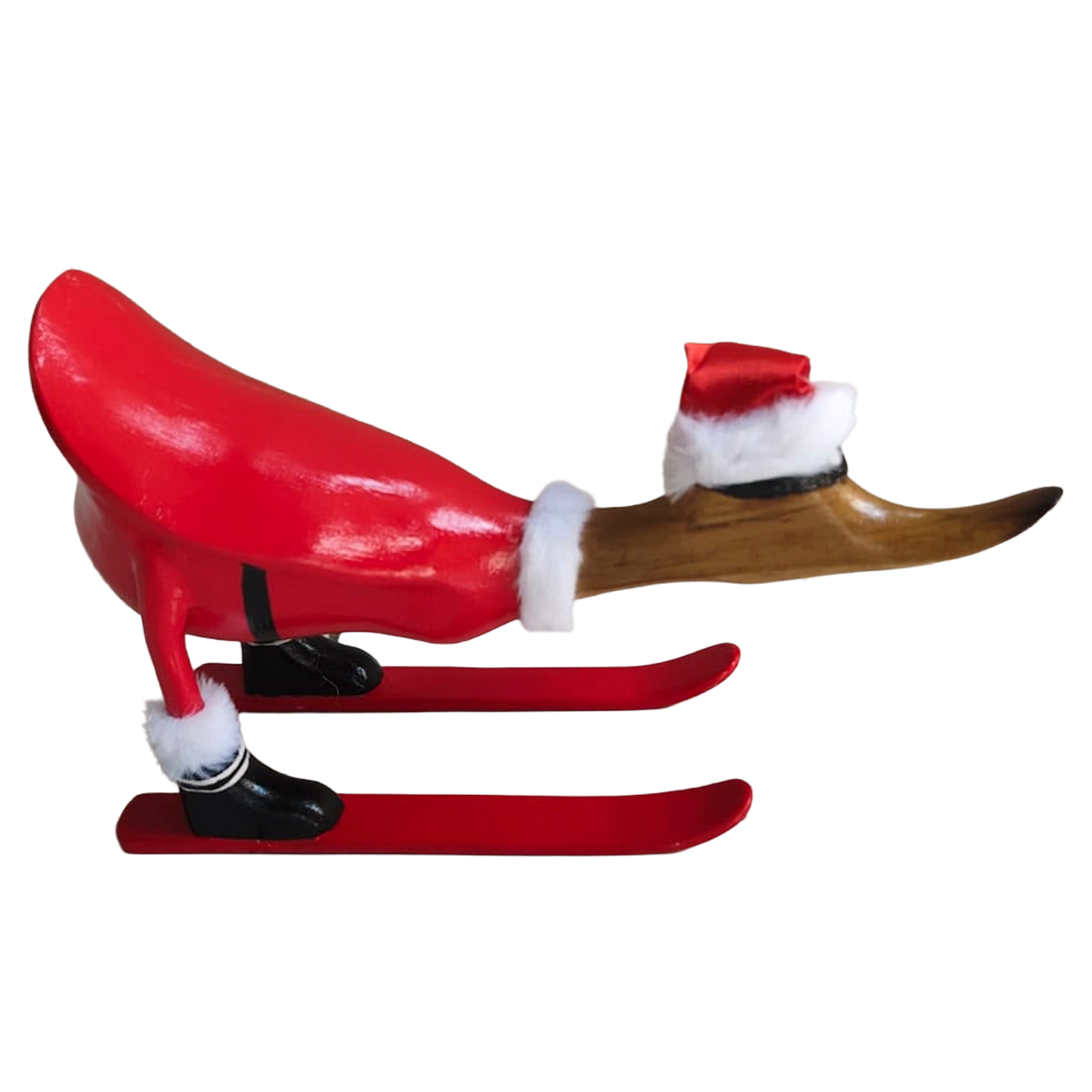 Houten eend - ski’s kerstman