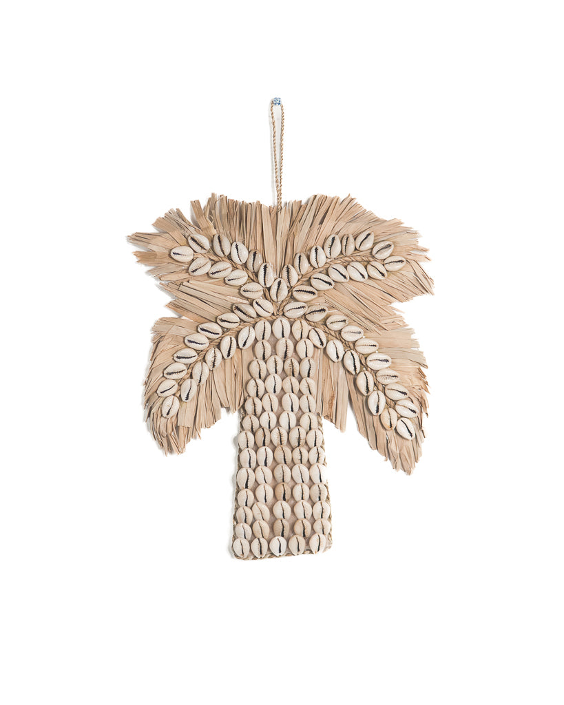 Palmboom wanddecoratie schelpen/palmblad Small 30cm