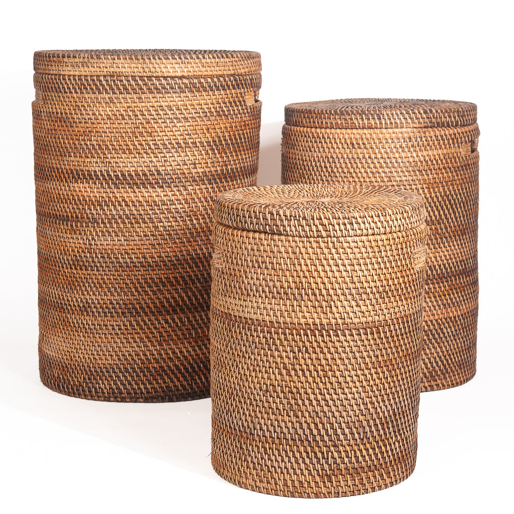 Wasmand keranjang natural burned rotan