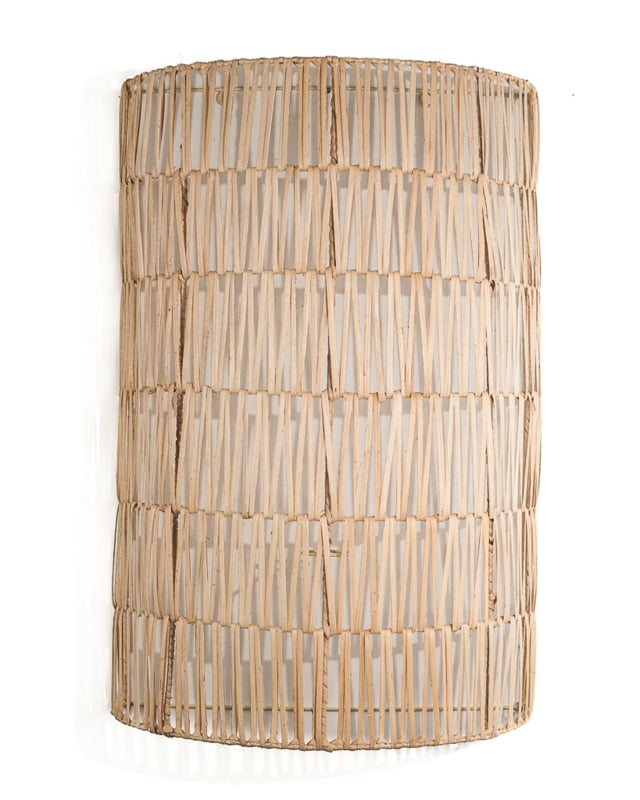 Wandlamp van gelakte rotan schil 40x60cm