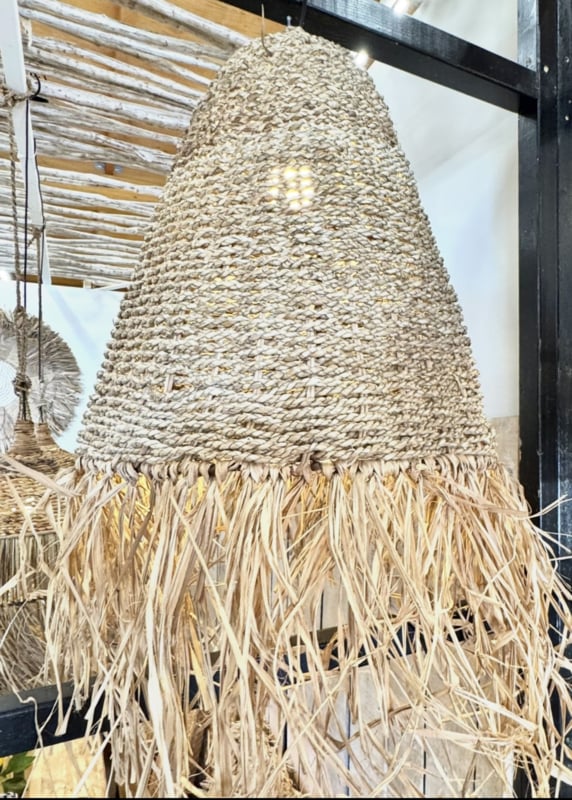 Hanglamp Tabanan naturel met raffia Ø50cm/60cm lang