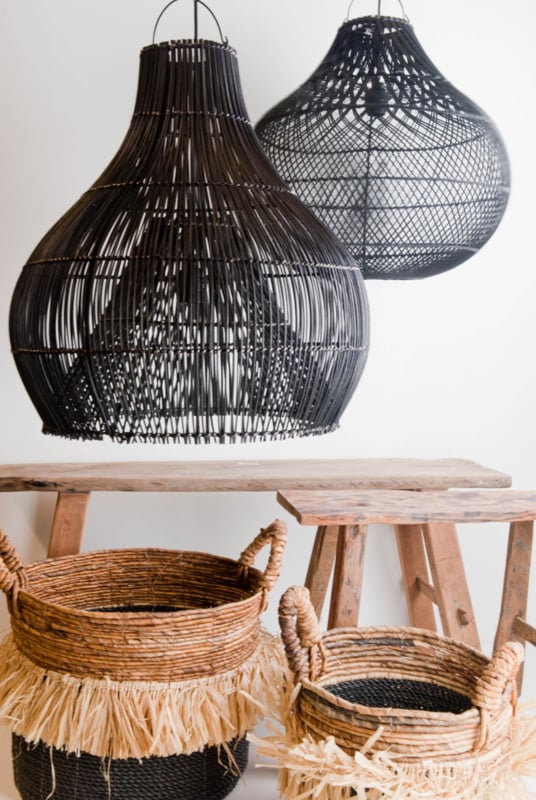 Pendant lamp Tegallalang Ø50 cm diameter Black Rattan