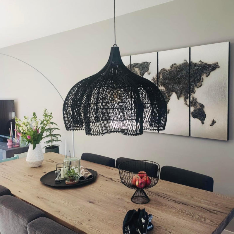 Hanging lamp XL Tiram Black Rattan Ø75cm