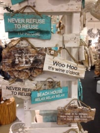 Coffeewood wooden text signs turquoise