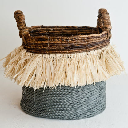 Mand seagrass raffia grijs