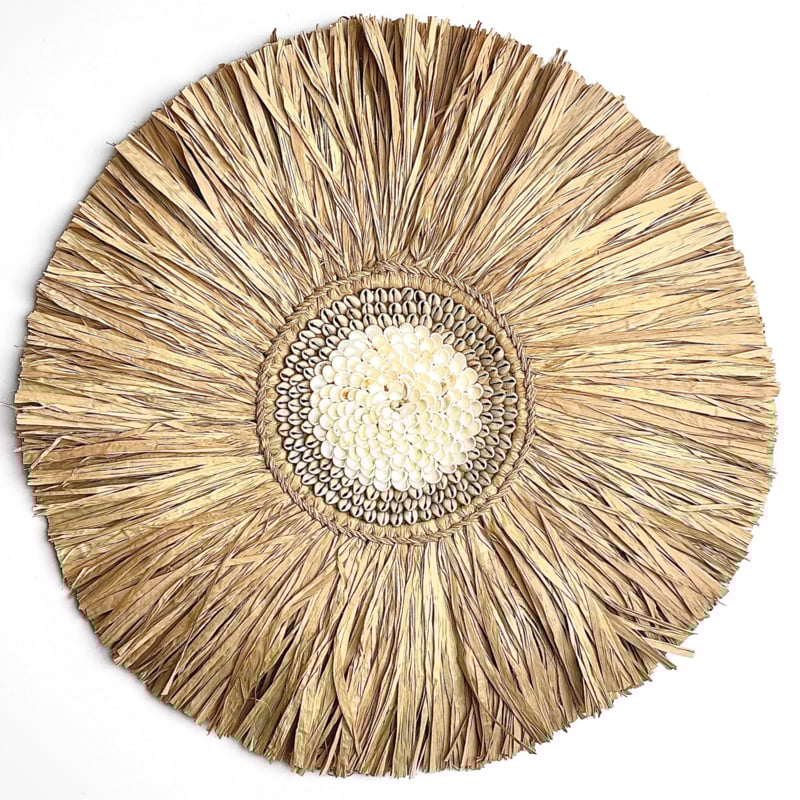 Zeegras met schelpen wandornament Bulan Ø60cm