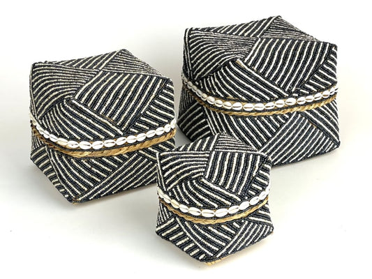 Offermand kraaltjes/schelpjes antraciet/wit