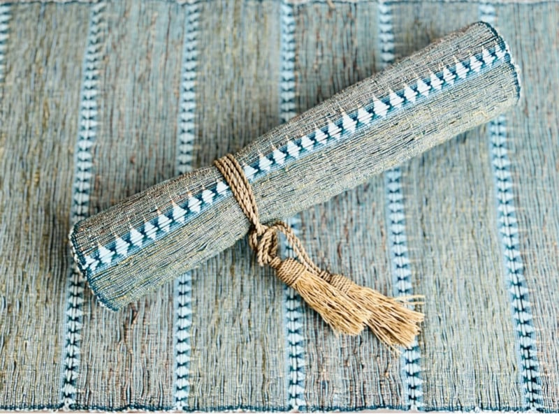 Vetiver table runner turquoise / natural 200/35cm