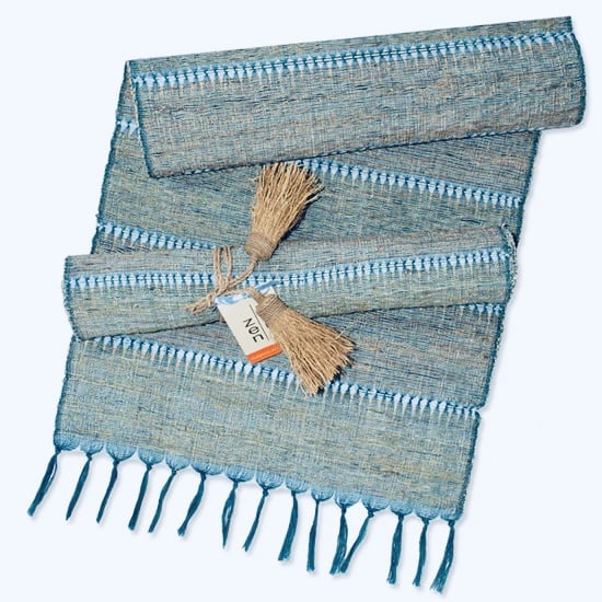 Vetiver table runner turquoise / natural 200/35cm