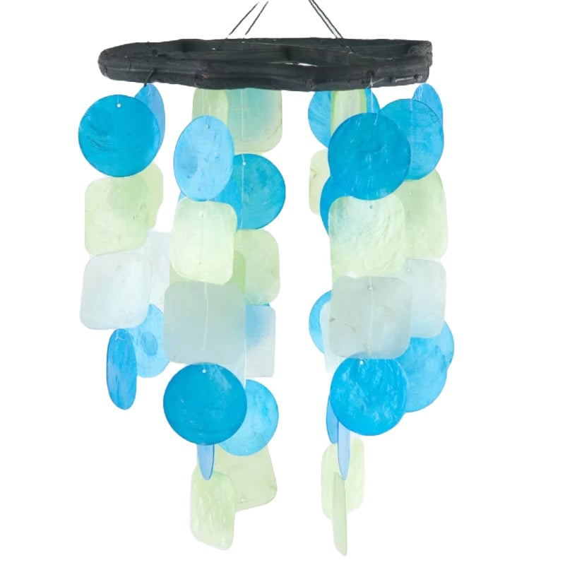 Wind chime capiz shells Large turquoise/blue/green