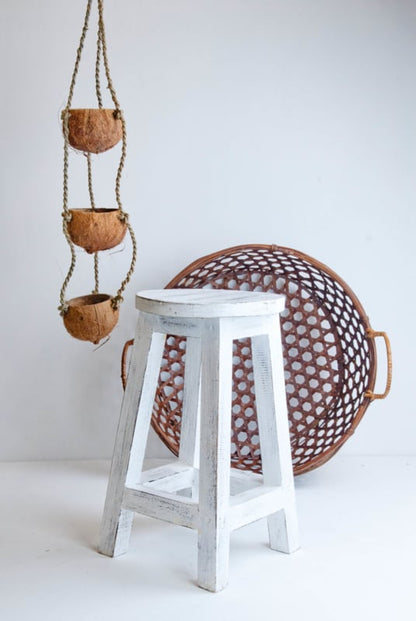 Houten krukje whitewash