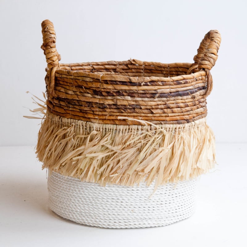 Mand seagrass raffia wit