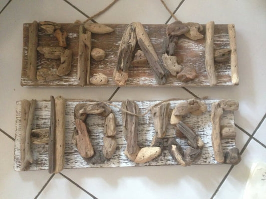 Treibholzschild STRAND / HAUS