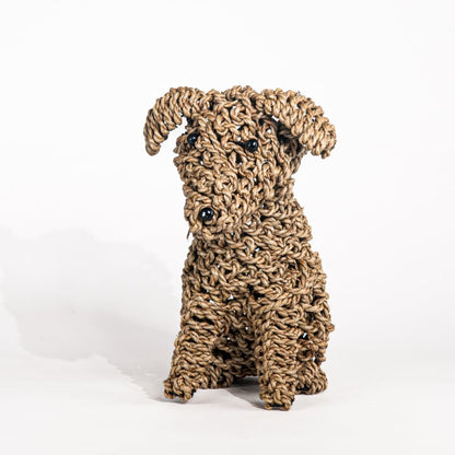 Hund aus Seil, sitzend oder liegend, mittelgroß, 30 cm