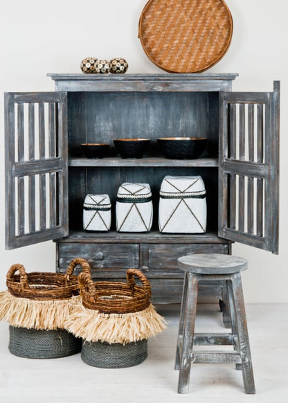 Mand seagrass raffia grijs