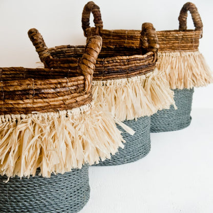 Mand seagrass raffia grijs