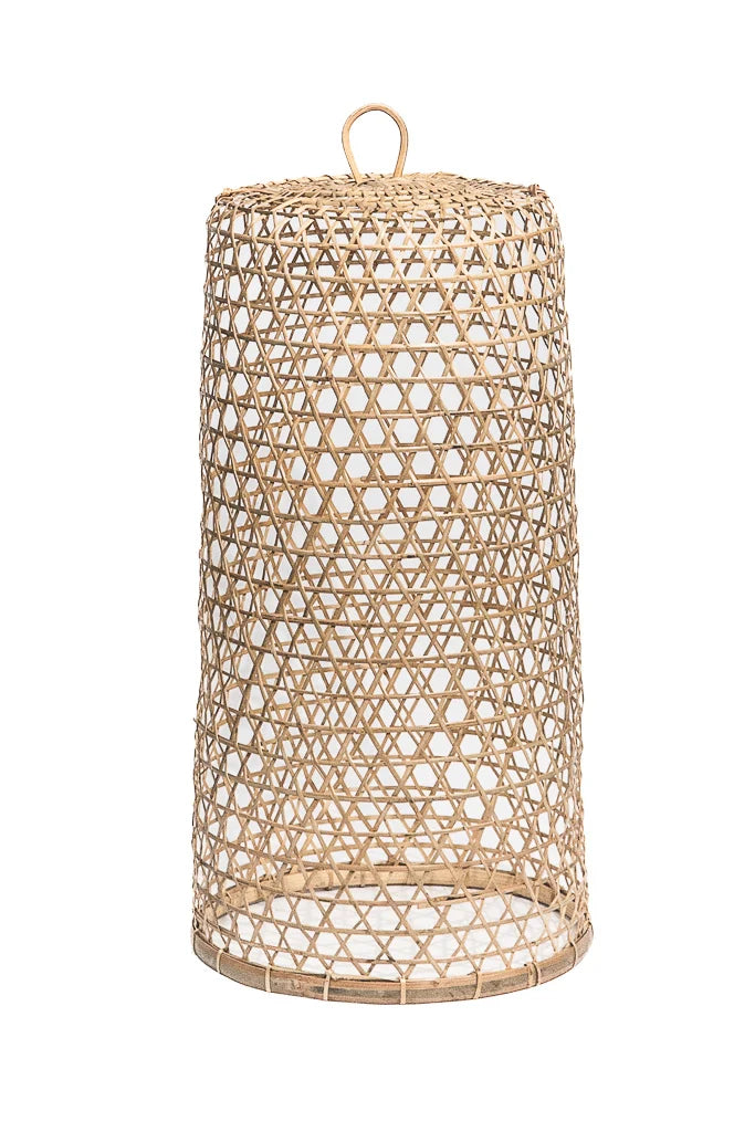Windlicht/lamp hanenmand Ø32/66cm van natural rotan