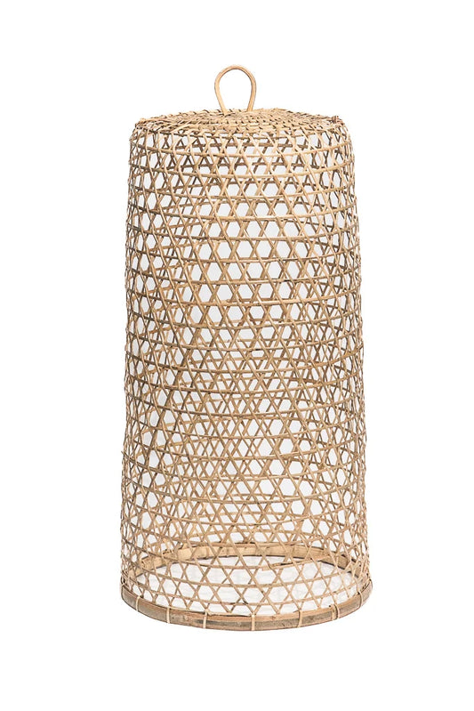 Windlicht/lamp hanenmand Ø32/66cm van natural rotan