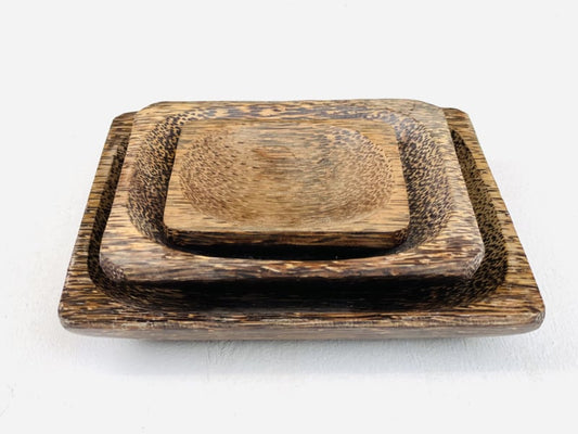 Coconut wood bowl/coaster square 15x15cm