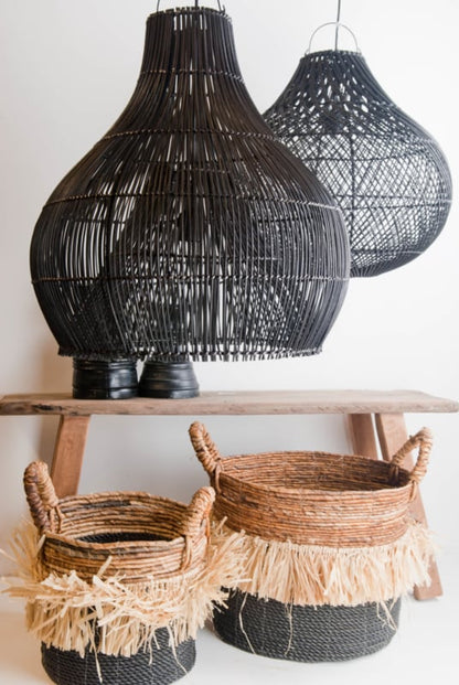 Mand seagrass raffia zwart