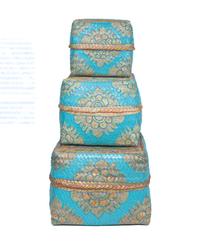 Opferbox natur (türkisfarben bemalt)