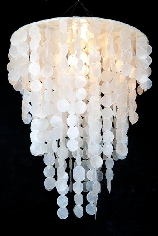 Capiz shell pendant lamp Large 60x80cm white