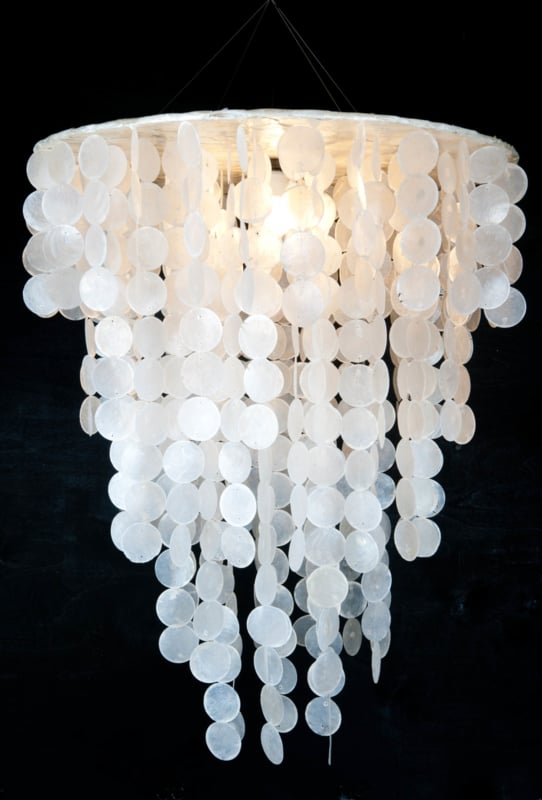 Capiz shell pendant lamp Large 60x80cm white