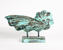 XL wooden Nautilus shell on foot in natural or turquoise