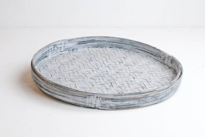 Bamboe dienblad rond greywash