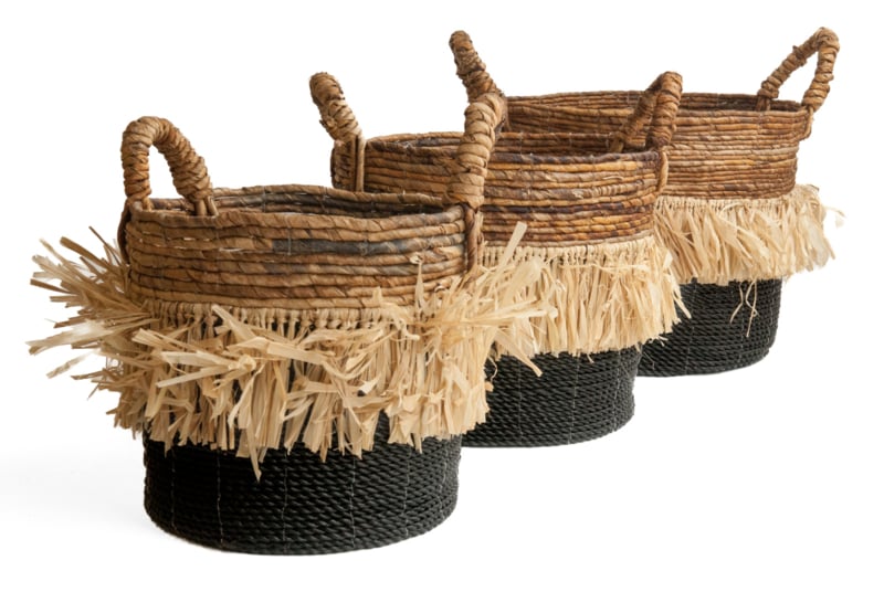 Mand seagrass raffia zwart