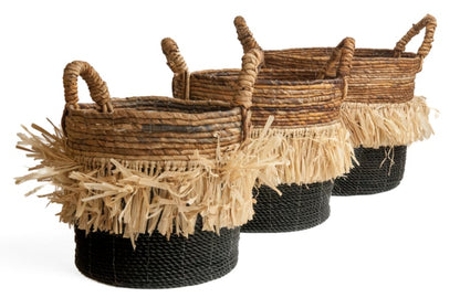 Mand seagrass raffia zwart