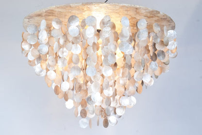 Hängelampe aus Capiz-Muscheln, XL 80x50cm, Gold