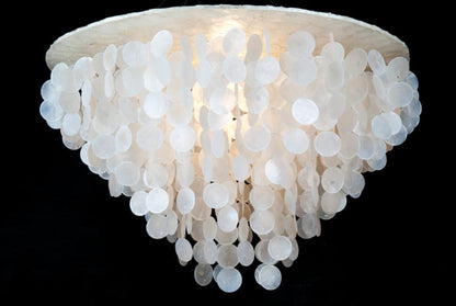 Capiz shell hanging lamp XL 80x50cm white