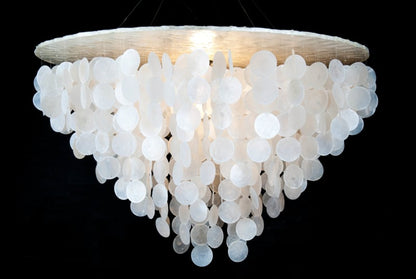 Capiz shell hanging lamp XL 80x50cm white