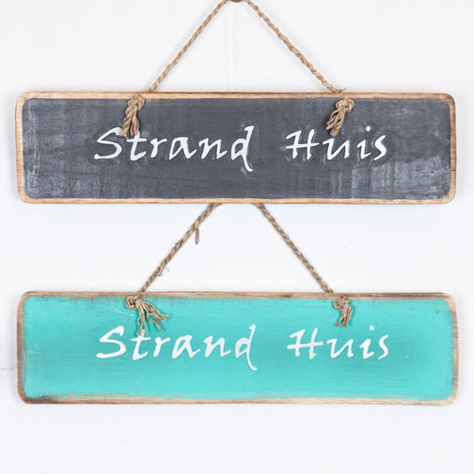 Houten tekst bordje Strandhuis