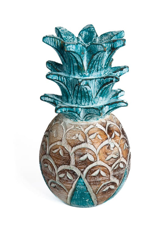 Houten ananas naturel turquoise