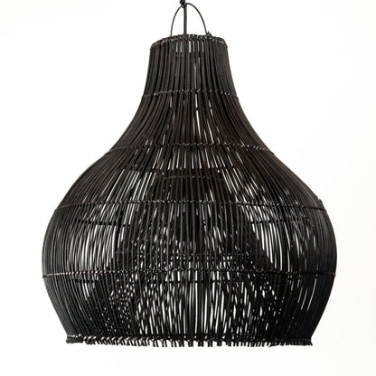 Hängelampe Bandung, 50 cm Durchmesser, schwarzes Rattan